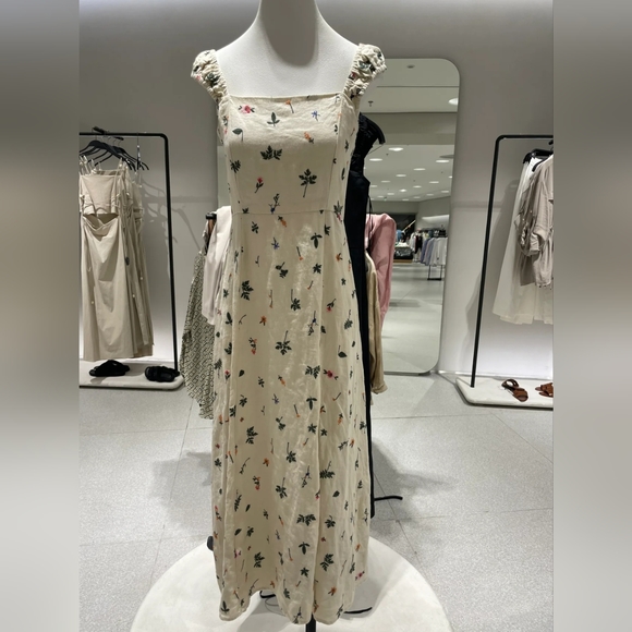 New Zara Floral Embordied Lien Dress 4786/254 - Picture 17 of 17